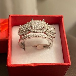 Wedding Engagement Party Ring with a Band - S925 Sterling Silver Stamped